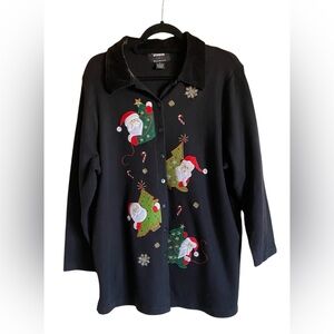 Women’s Studio Joy Christmas Button Front Sweater 1X